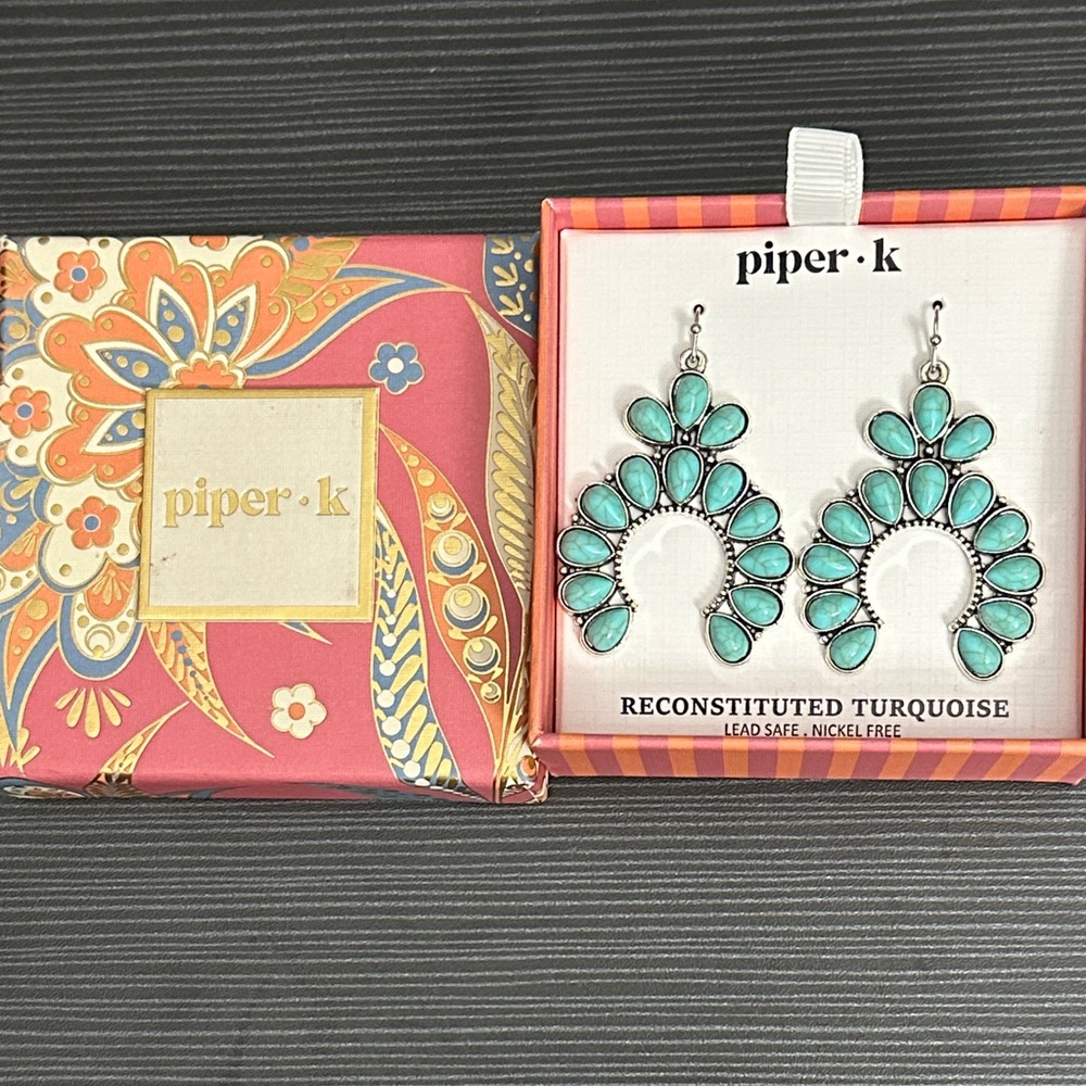 Piper K Reconstituted Turquoise Earrings - Picture 3 of 4
